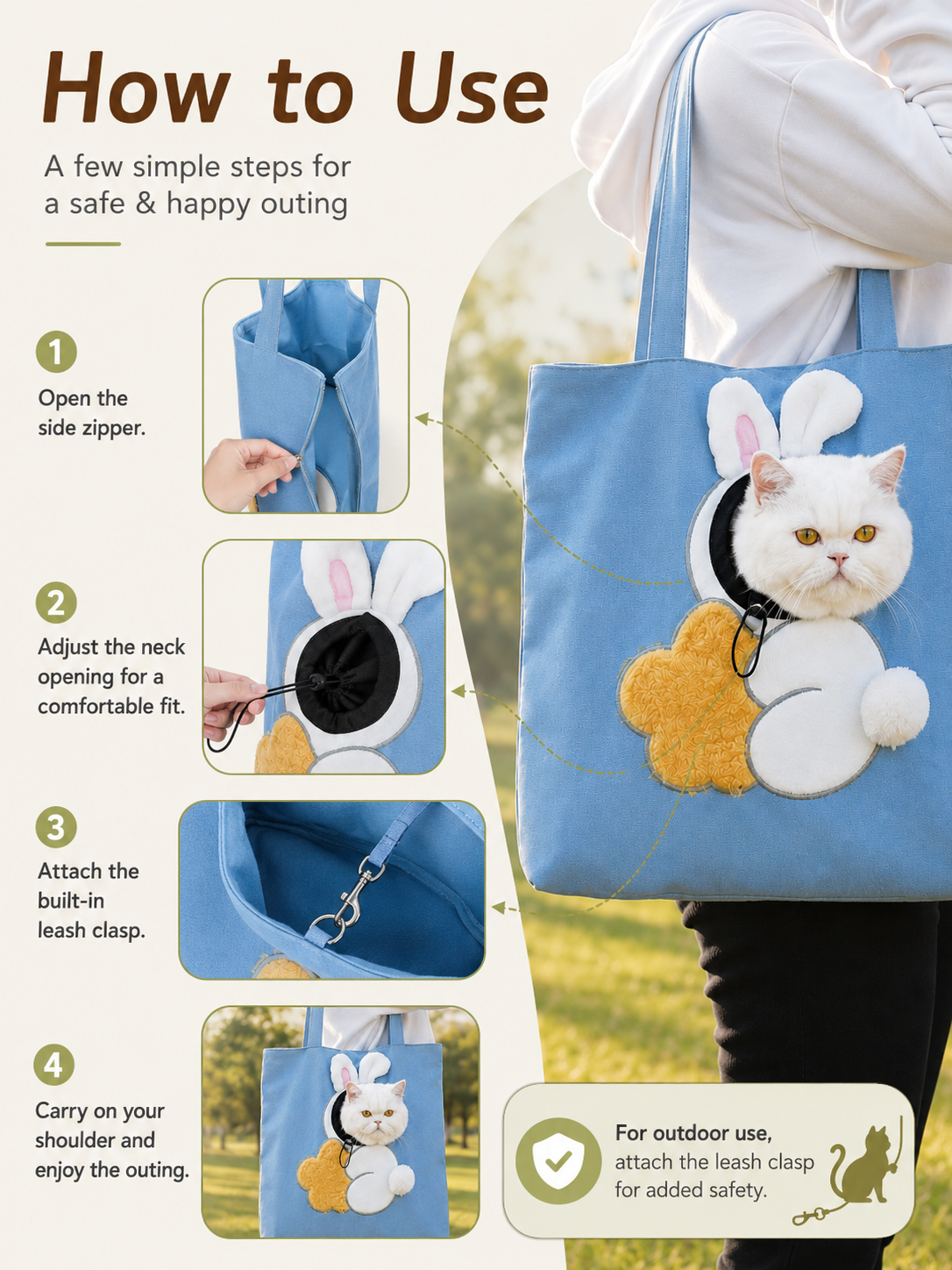 🐾 Cozy Carry Pet Tote with Peek-Out Head Opening