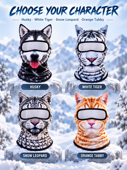 🐾❄️  3D Cat Print Balaclava – Funny Full-Face Outdoor Hood Mask