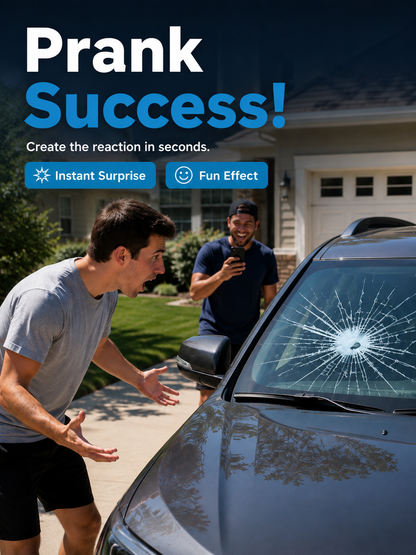 💥 3D Car Window Shatter Prank Decal