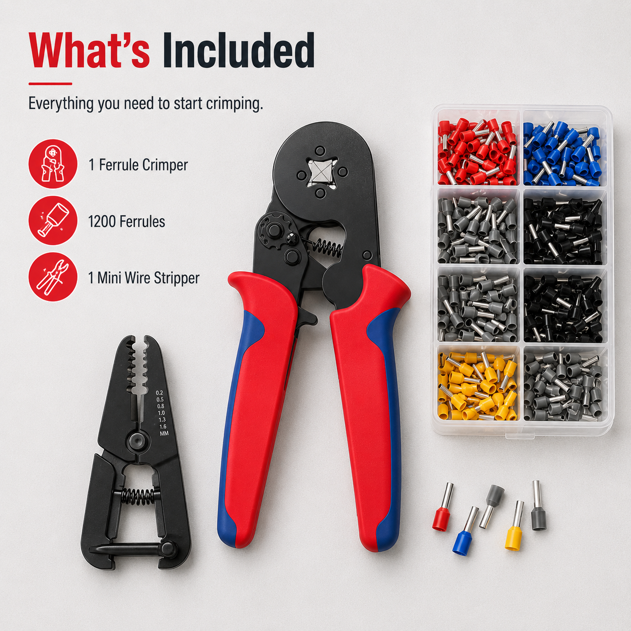 ⚡ Complete Ferrule Crimping Tool Kit with 1900 Wire Terminals