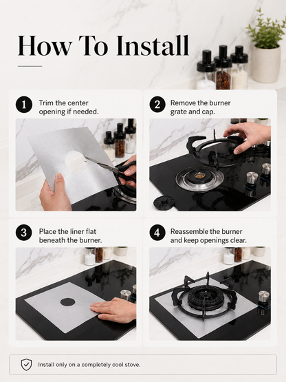 4-Piece Reusable Non-Stick Gas Stove Burner Covers – Heat-Resistant & Washable