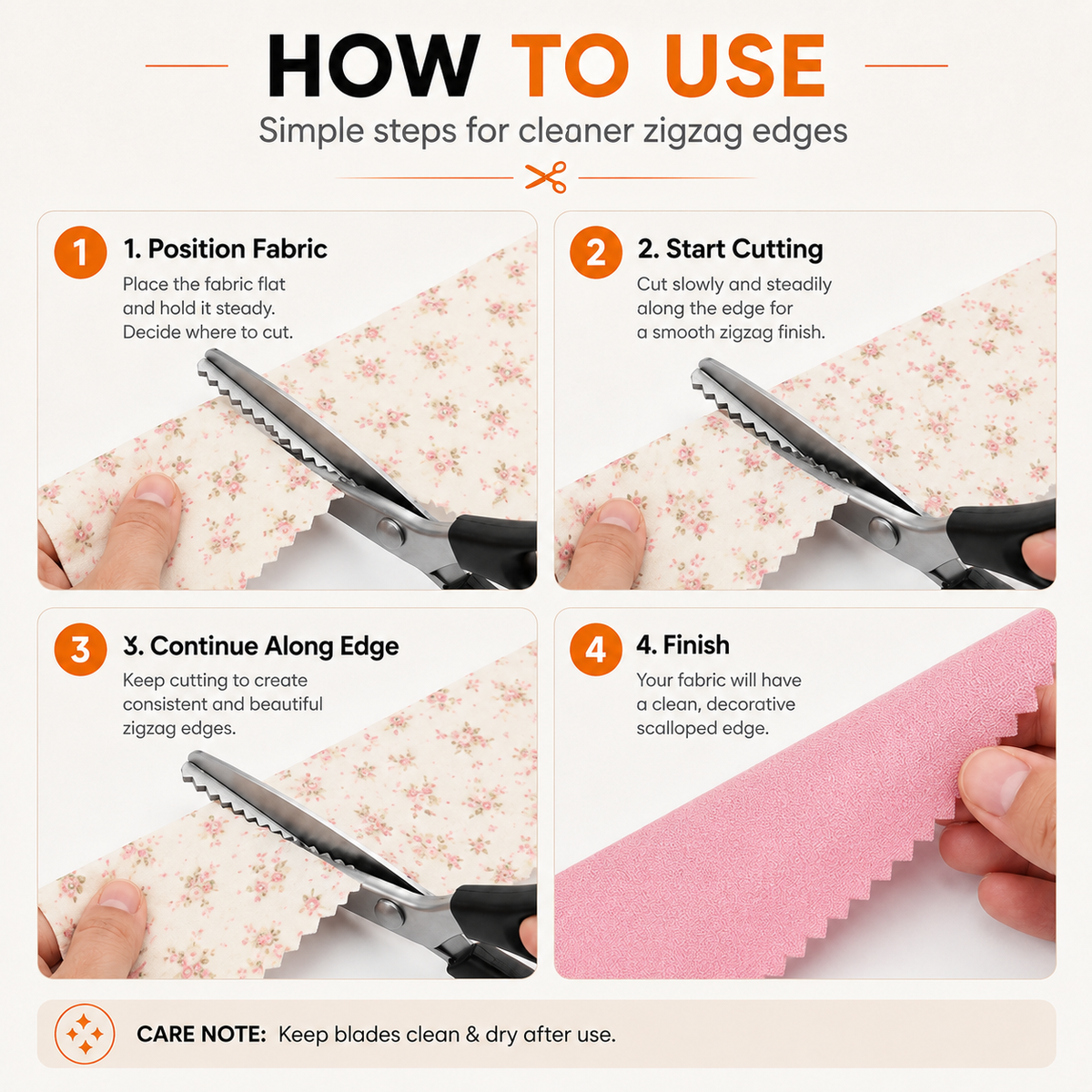 ✂️ Professional Pinking Shears – Stainless Steel Zigzag Fabric Cutting Scissors