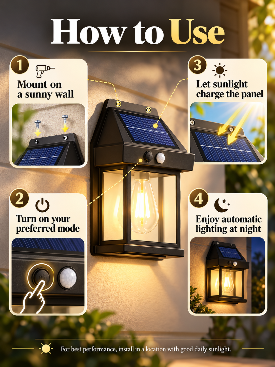 ☀️ 2-Pack Solar Motion Sensor Wall Lights | Warm Glow Outdoor Lanterns 🏡