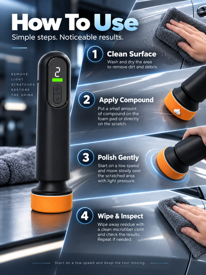 🚗 Cordless 3-Speed Car Polisher – 12,000 RPM Deluxe Scratch & Shine Detailing Kit