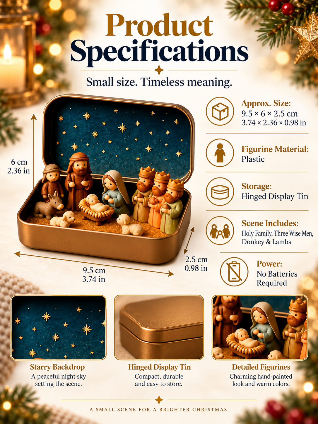Daily 1000+ Sold｜Mini Christmas Nativity Set in Tin Box