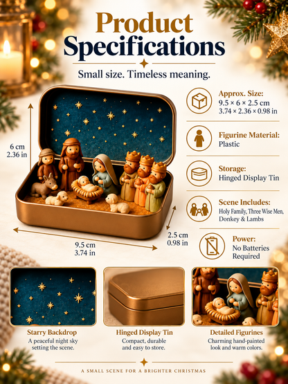 Daily 1000+ Sold｜Mini Christmas Nativity Set in Tin Box