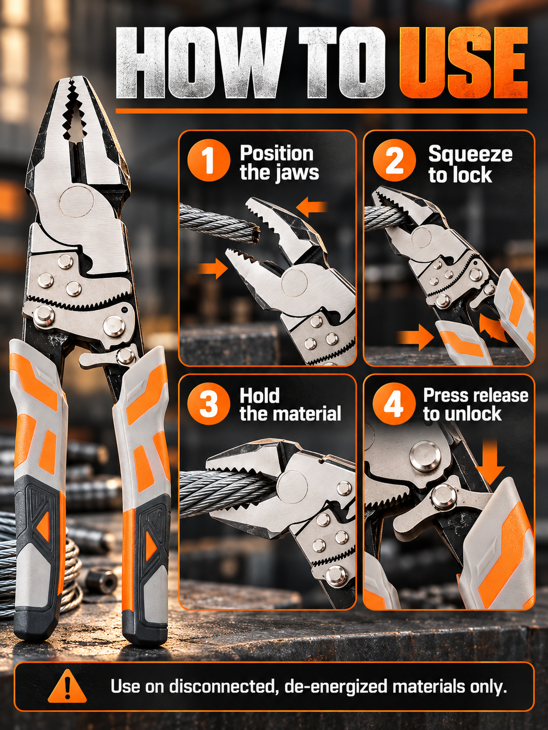 🔧 Self-Locking Ratchet Pliers – Secure Grip, Less Effort