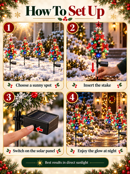 🎄 Solar Christmas Tree Lights – 4-Pack DIY Outdoor Holiday Decor