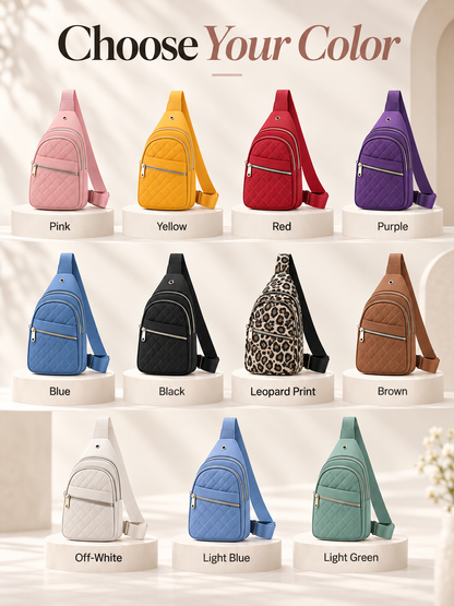 Women's Solid Color Quilted Waterproof Belt Bag - Adjustable Strap, Large Capacity, Matching Multiple Pockets