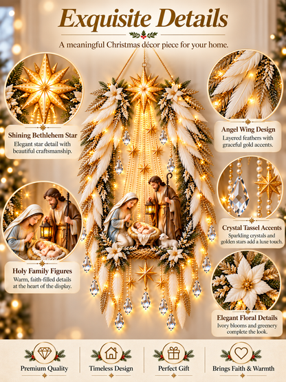 Angel Wings Nativity Light | Illuminated Christmas Wall Decor
