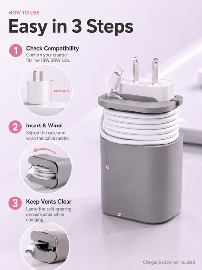 2-in-1 Silicone Charger Protective Case (with Cable Storage)