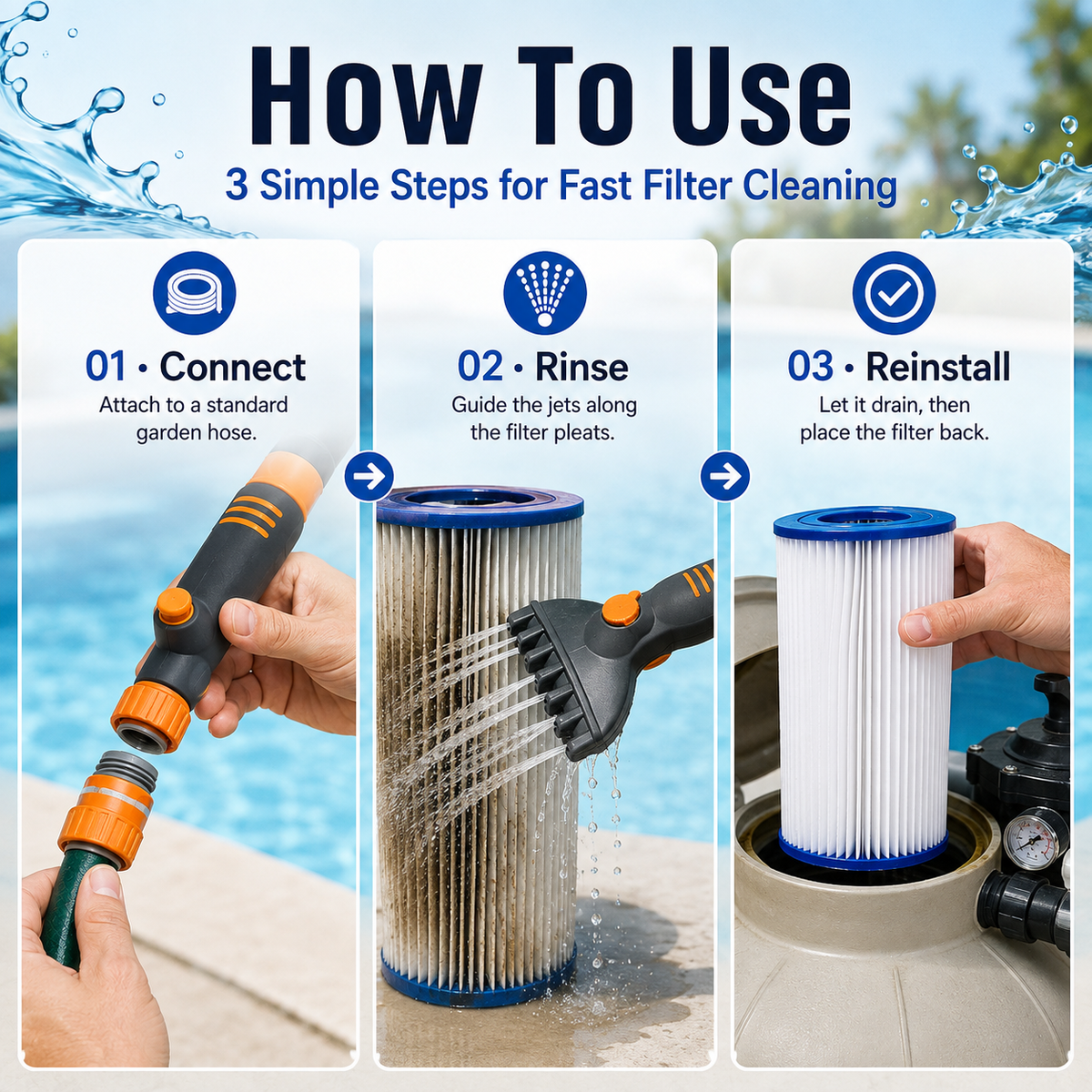 Premium Pool Filter Cartridge Cleaner