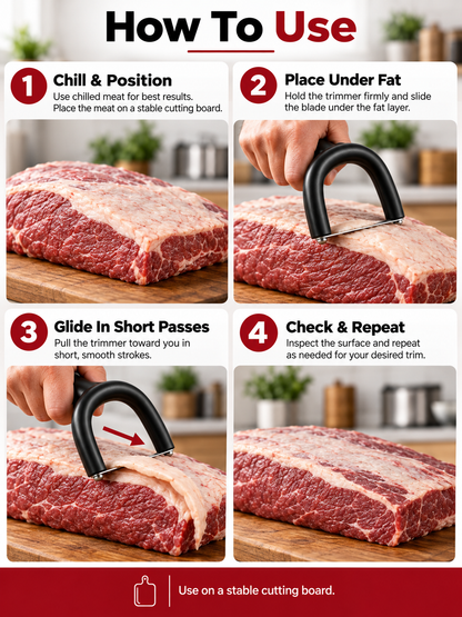 🥩 Handheld Meat Fat Trimmer – Stainless Steel BBQ Prep Tool for Beef & Pork