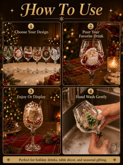 🎄 3D Christmas Collectible Stemmed Glass – 6 Festive Designs