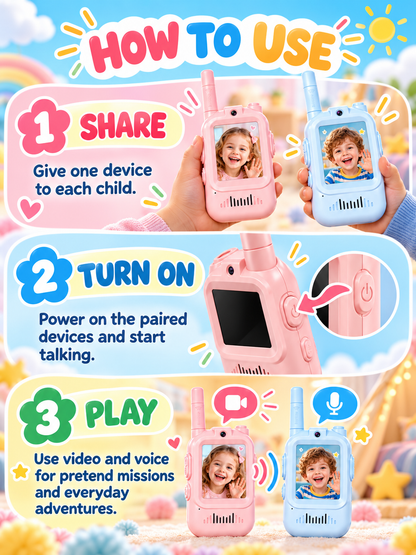 🌈Kids Video Walkie Talkie Set (2-Pack) – Intercom with Camera & Screen