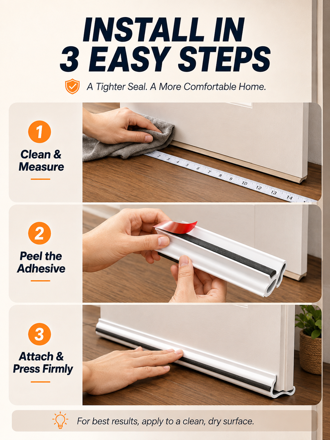 ❄️ Stop Cold Drafts From Entering Your Home – Triple Seal Door Weather Strip