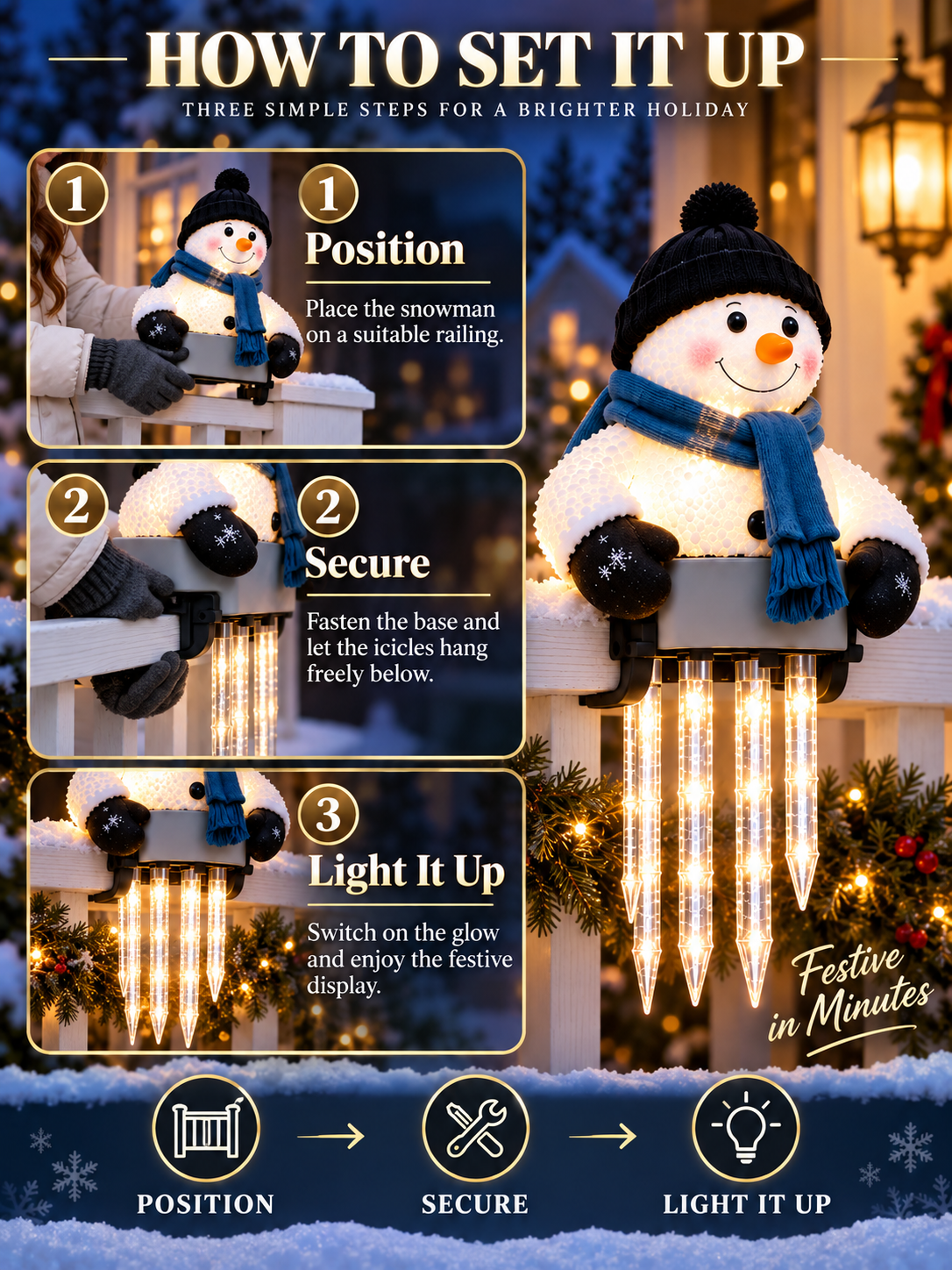 ☃️Snowman Railing Christmas Light