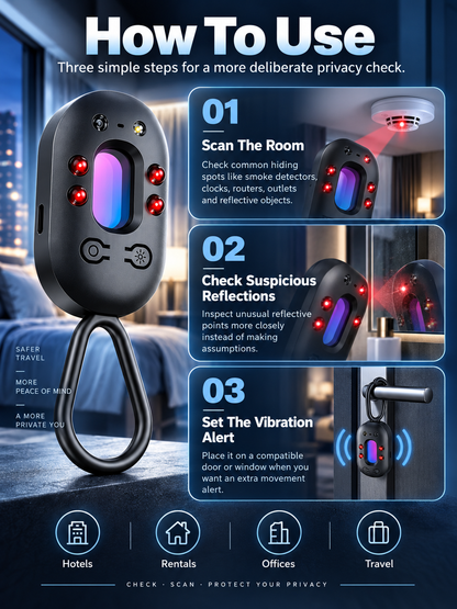 🕵️ Portable Hidden Camera Detector – Infrared Anti-Spy Privacy Scanner