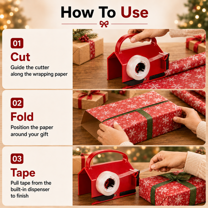 🎁 Buy 1 Get 2 Free – 2-in-1 Wrapping Cutter & Tape Dispenser