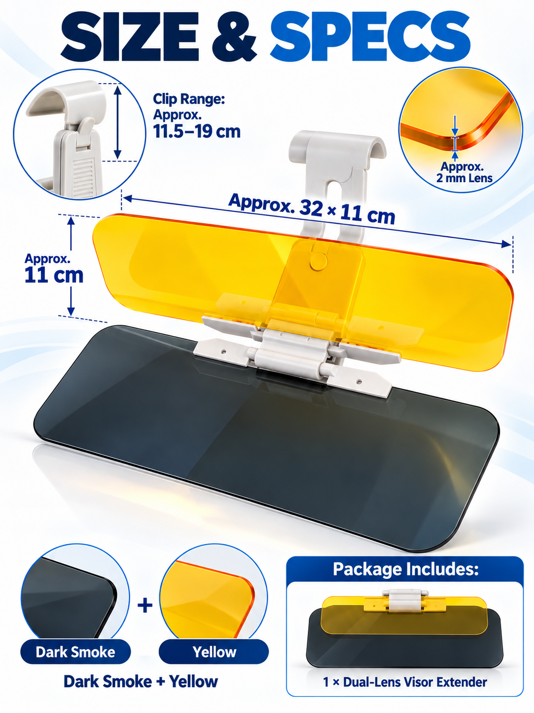 ☀️ 2-in-1 Day & Night Anti-Glare Car Visor Extender – Adjustable Dual-Lens Driving Shield