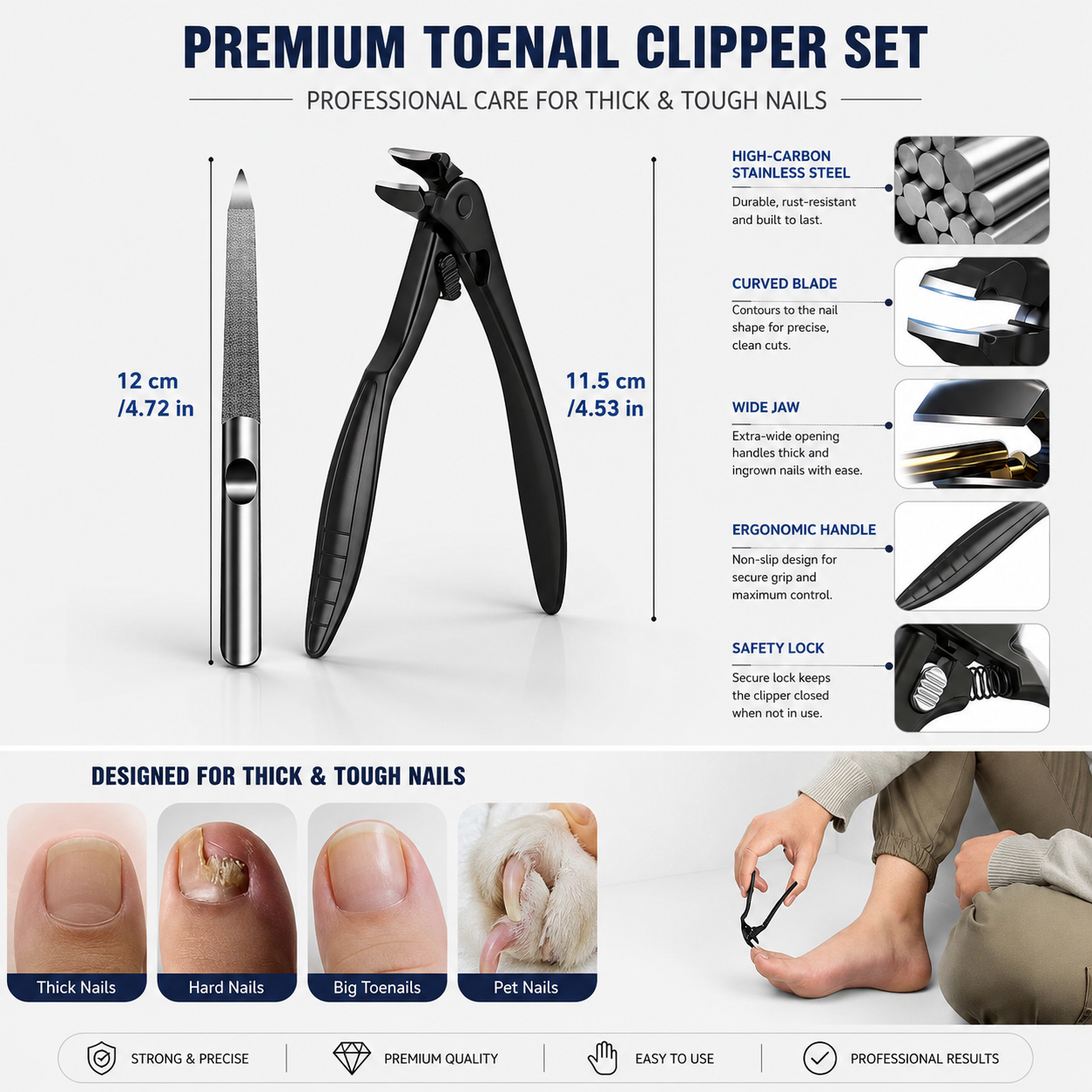 ✂️ Heavy-Duty Wide-Jaw Nail Clipper