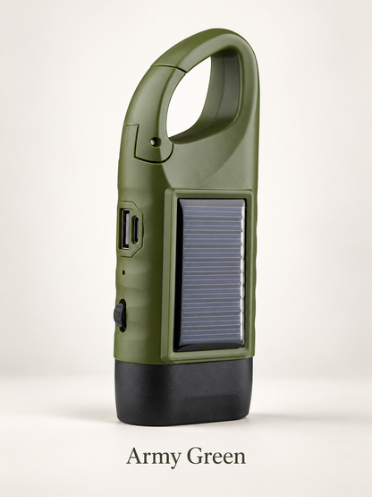 🔦 5-in-1 Emergency Hand-Crank Flashlight – Solar & Dynamo Rechargeable Outdoor Light