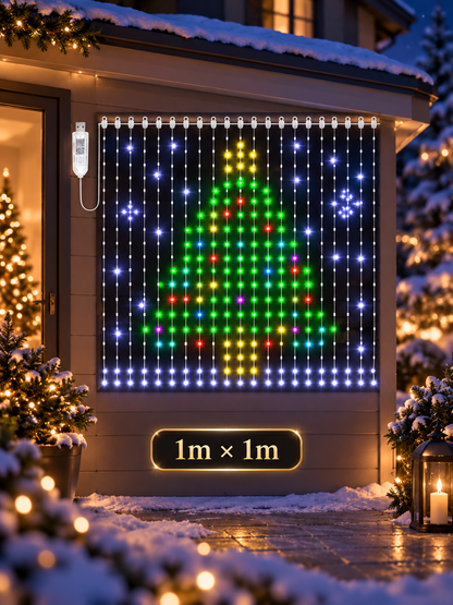 🎄 DIY Christmas Pixel Curtain Lights – App-Controlled 400 LED Animated Display