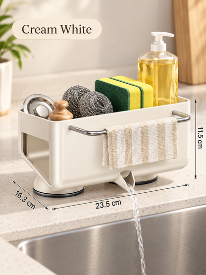 🧽 Auto-Draining Sink Sponge Holder – No-Drill Suction Cup Kitchen Organizer