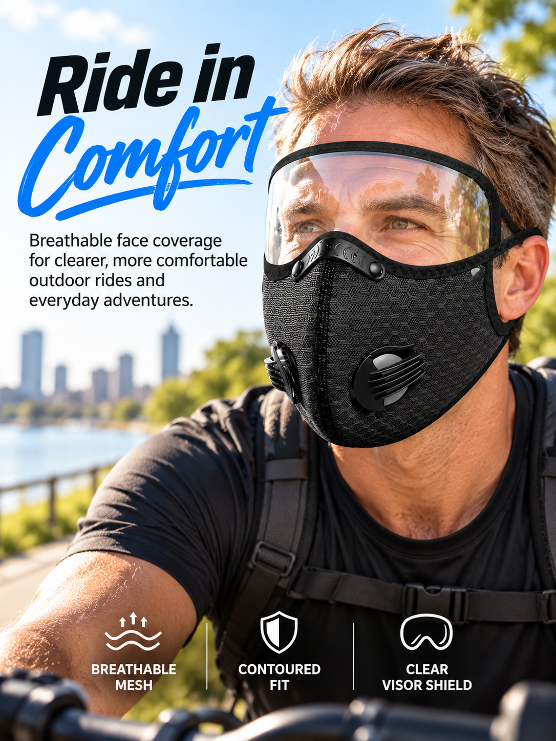🚴 Reusable Outdoor Cycling Face Mask – Breathable Mesh Design for Riding, Sports & Outdoor Activities