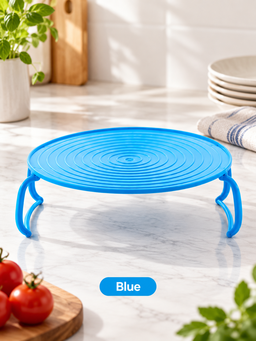 🍽️ Foldable 2-Tier Microwave Plate Stacker – Space-Saving Heating Rack with Side Handles