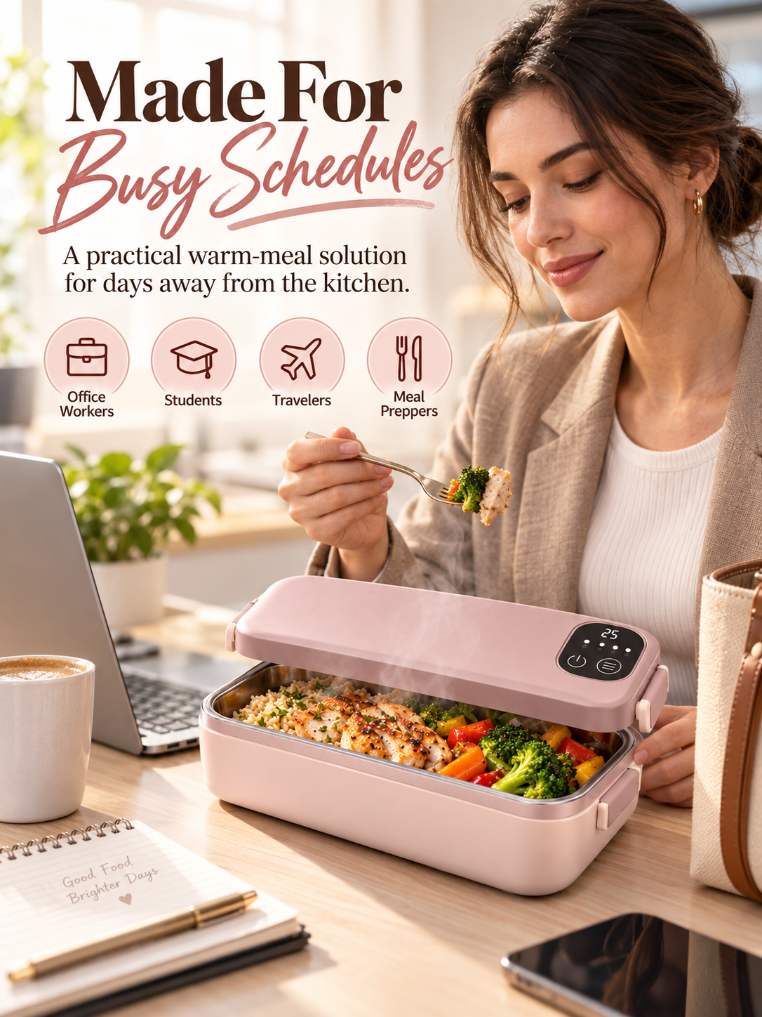 🎀RECHARGEABLE🍱⚡ Portable electric lunch box with self-heating 🔋🌡️