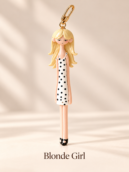 👗 Fashion Doll Bag Charm – Elegant Girl Keychain Pendant