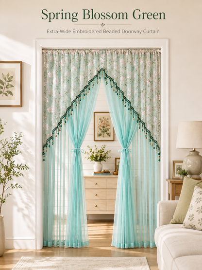 🌸 Extra-Wide Embroidered Beaded Doorway Curtain