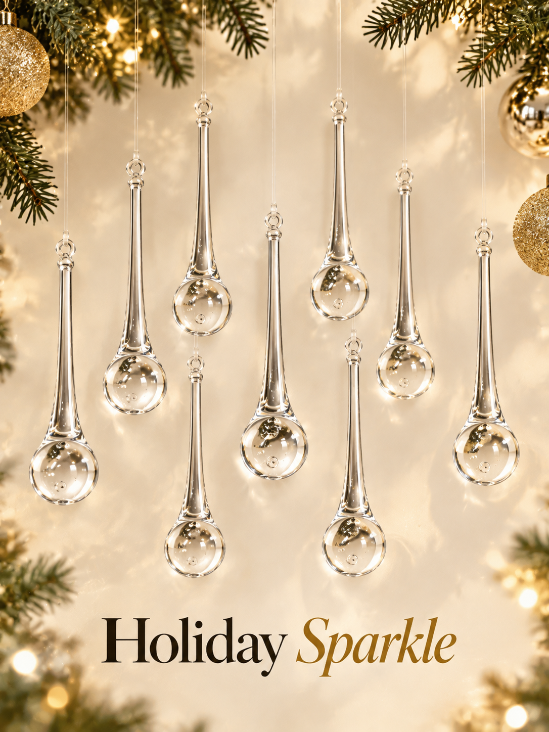 🎄 Christmas Crystal-Look Teardrop Ornaments – Sparkling Hanging Decorations for Christmas Trees & Holiday Decor