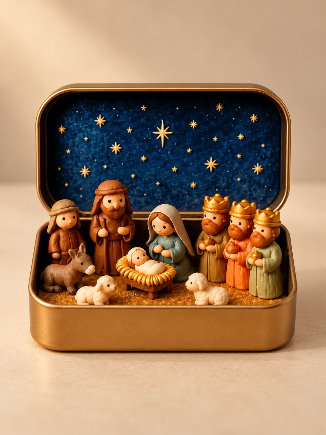 Daily 1000+ Sold｜Mini Christmas Nativity Set in Tin Box