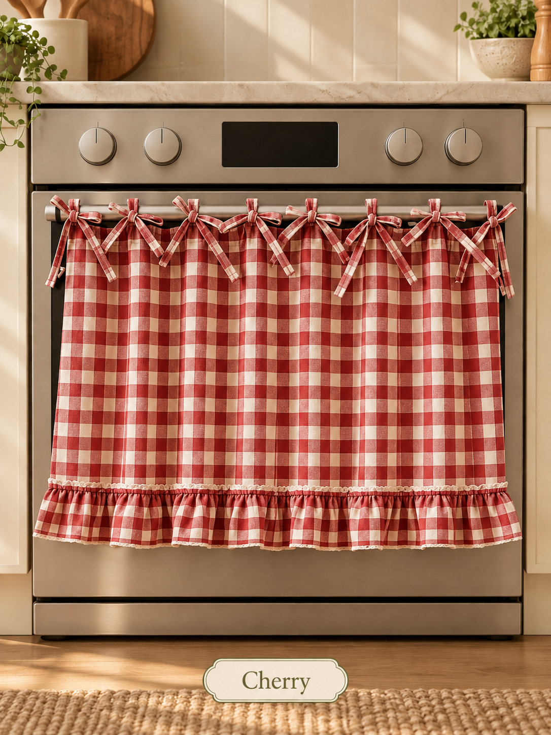 🧺 Handmade Oven Skirts | Farmhouse Kitchen Décor🔒 Heat-Resistant | 🎀 Effortless Install | ✨ Hide Clutter & Elevate Style
