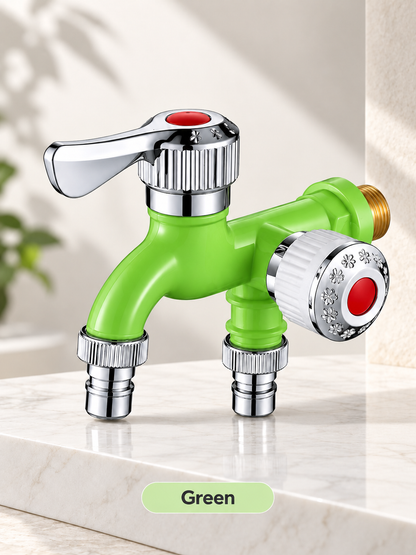 💧 Dual-Outlet Faucet – Two Independent Water Connections for Laundry, Garden & Everyday Cleaning