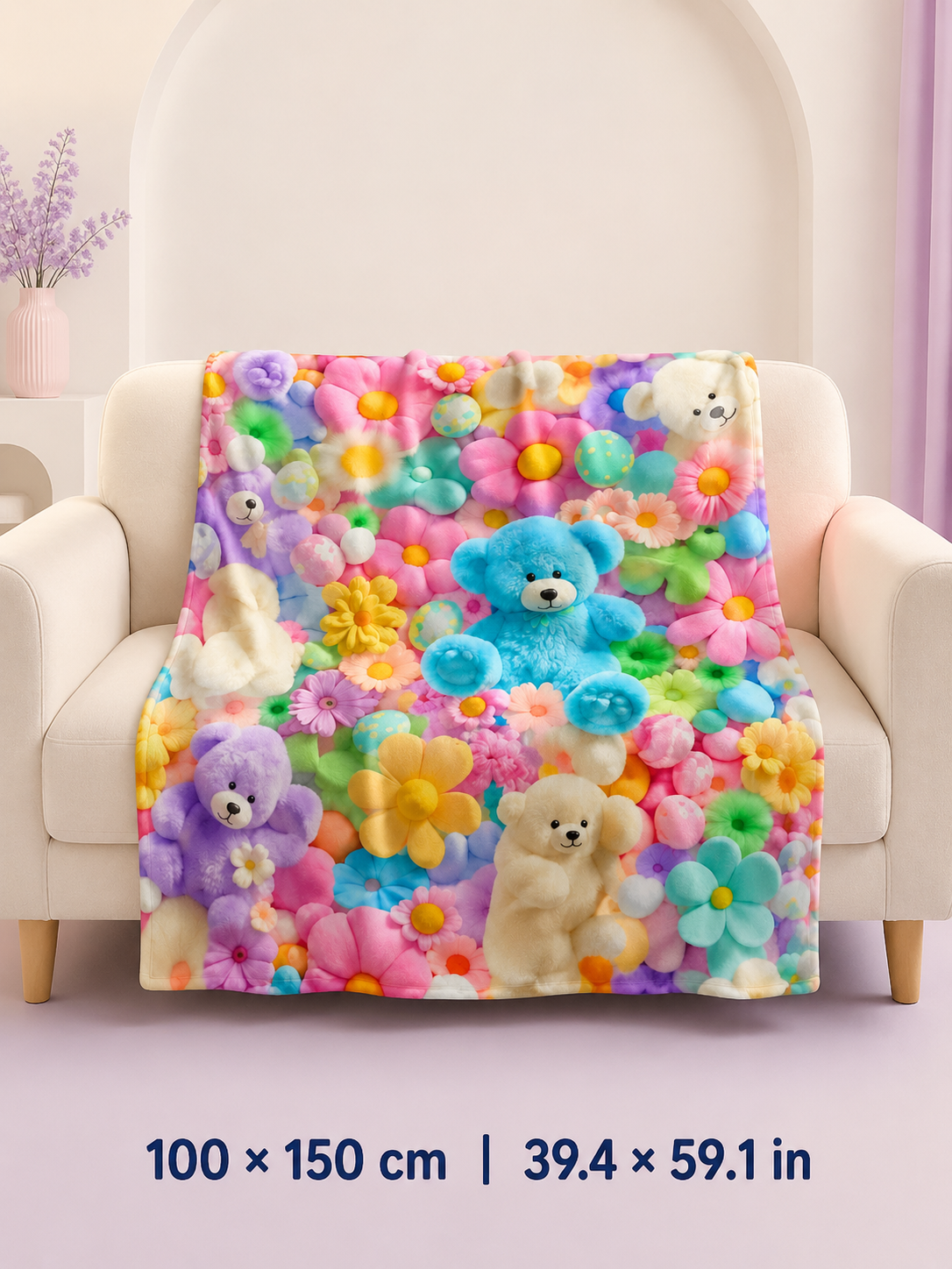 🐻🌈Colorful Bear Flannel Blanket