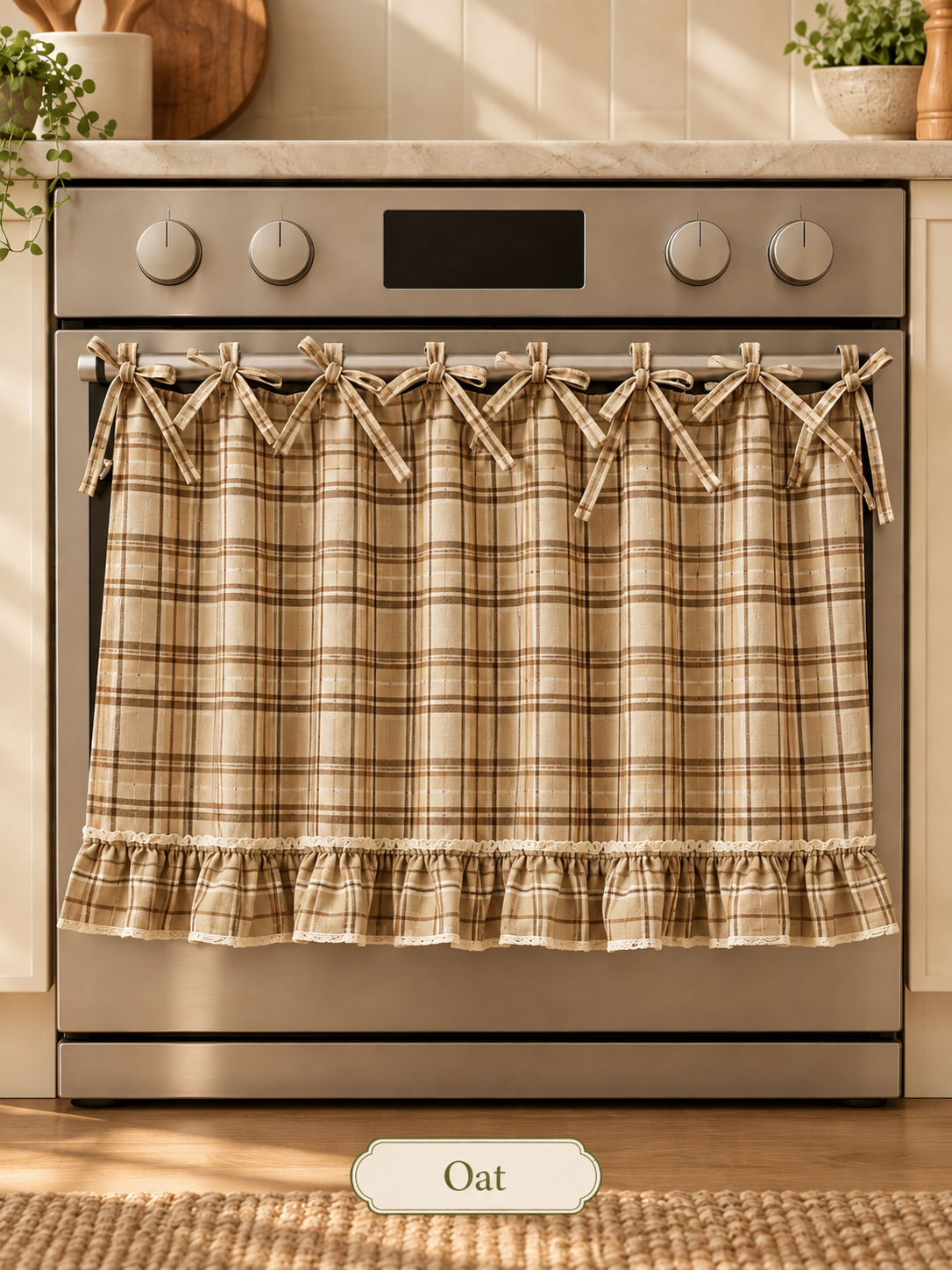 🧺 Handmade Oven Skirts | Farmhouse Kitchen Décor🔒 Heat-Resistant | 🎀 Effortless Install | ✨ Hide Clutter & Elevate Style