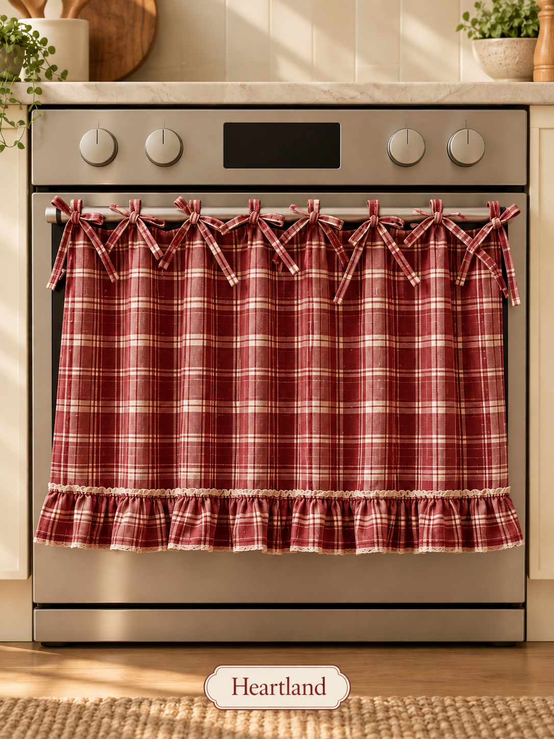 🧺 Handmade Oven Skirts | Farmhouse Kitchen Décor🔒 Heat-Resistant | 🎀 Effortless Install | ✨ Hide Clutter & Elevate Style