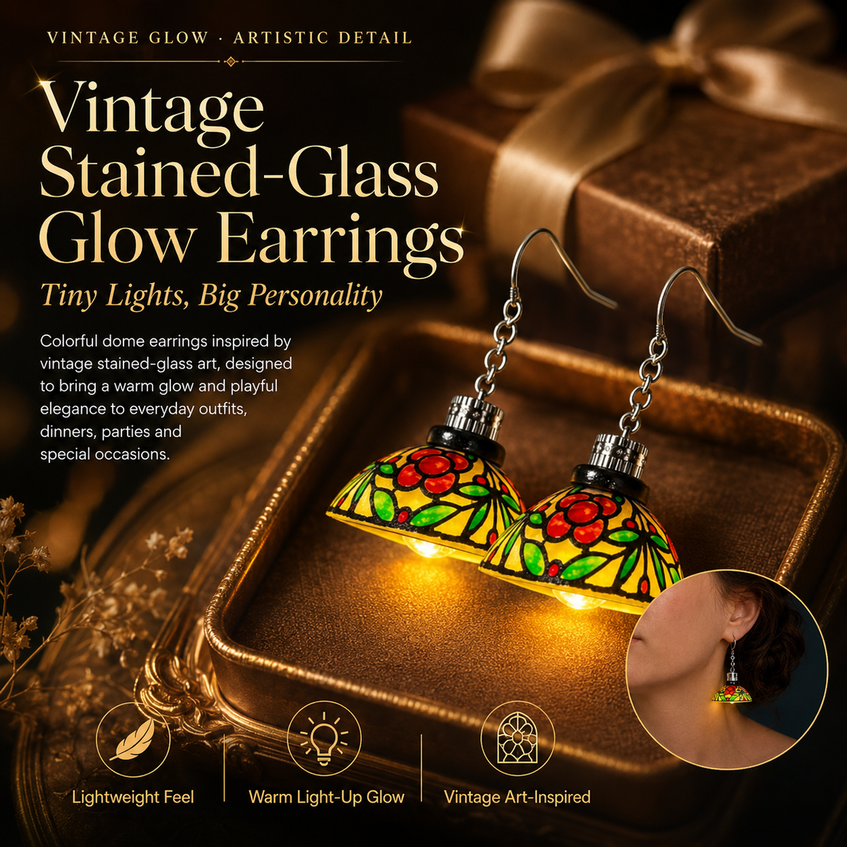 ✨ Luminous Stained Glass Dome Earrings
