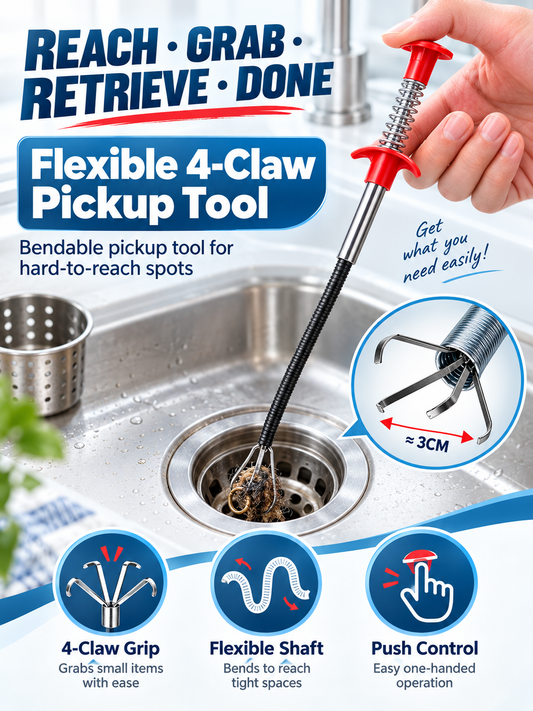 🦀 Flexible 4-Claw Grabber Tool – Bendable Pickup Tool for Hard-to-Reach Spaces
