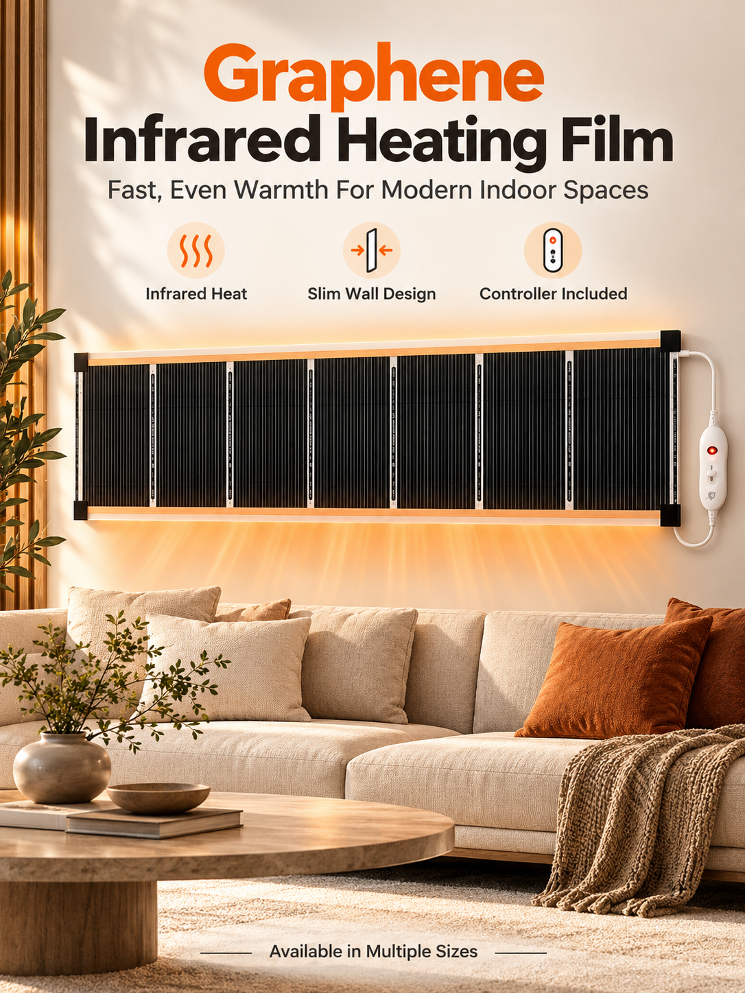 🔥3-Second Rapid Heating Honeycomb Graphene Far-Infrared Ceramic Wall Heater – Low Noise & Energy Efficient Indoor Wall Mount Heater