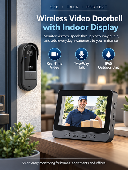 🚪Wireless Video Doorbell with Indoor Display