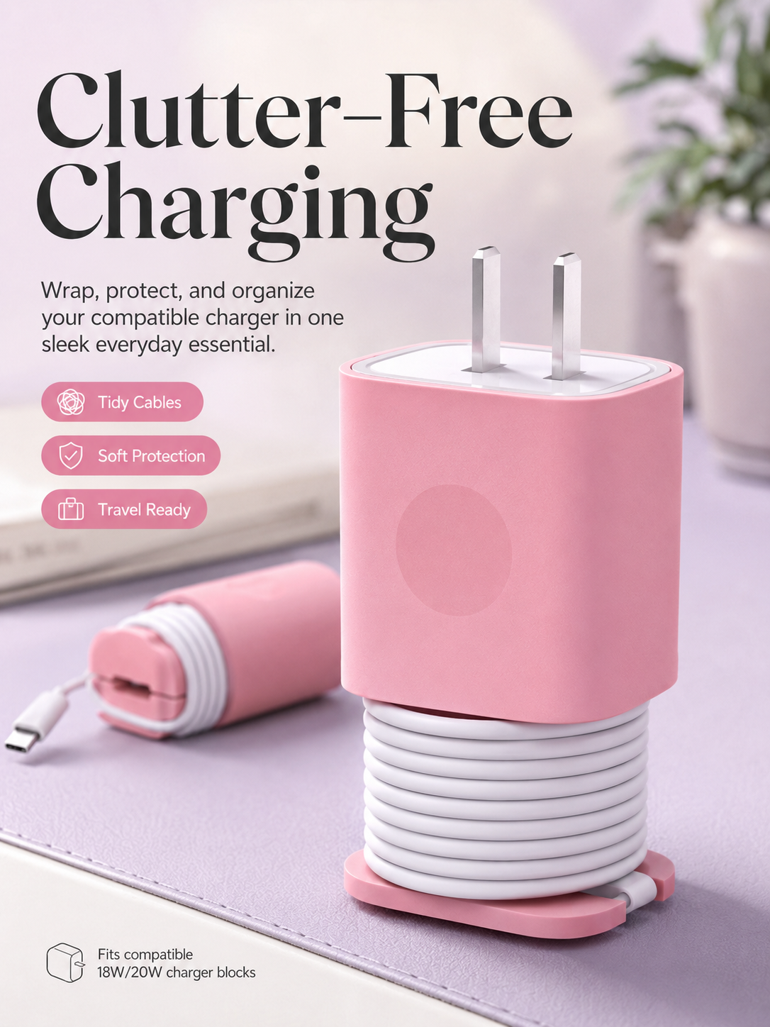 2-in-1 Silicone Charger Protective Case (with Cable Storage)