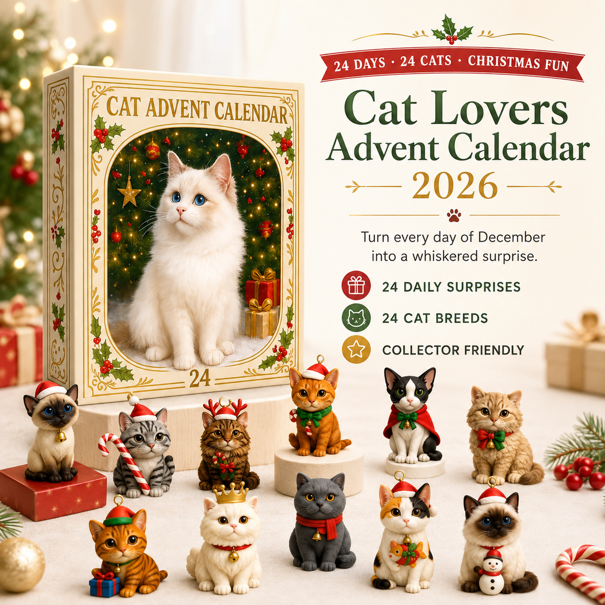 🐱🎄Advent Calendar 2026 Cat Advent Calendar - Giftfor Adults Friends CatOwners and Lovers Christmas Holiday Countdown Gift