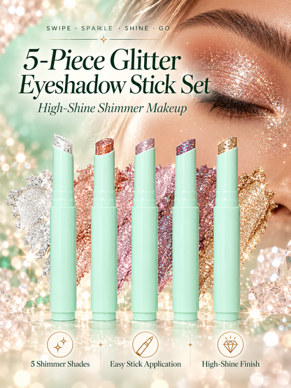 ✨ 5-Piece Glitter Eyeshadow Stick Set – High-Shine Shimmer Makeup