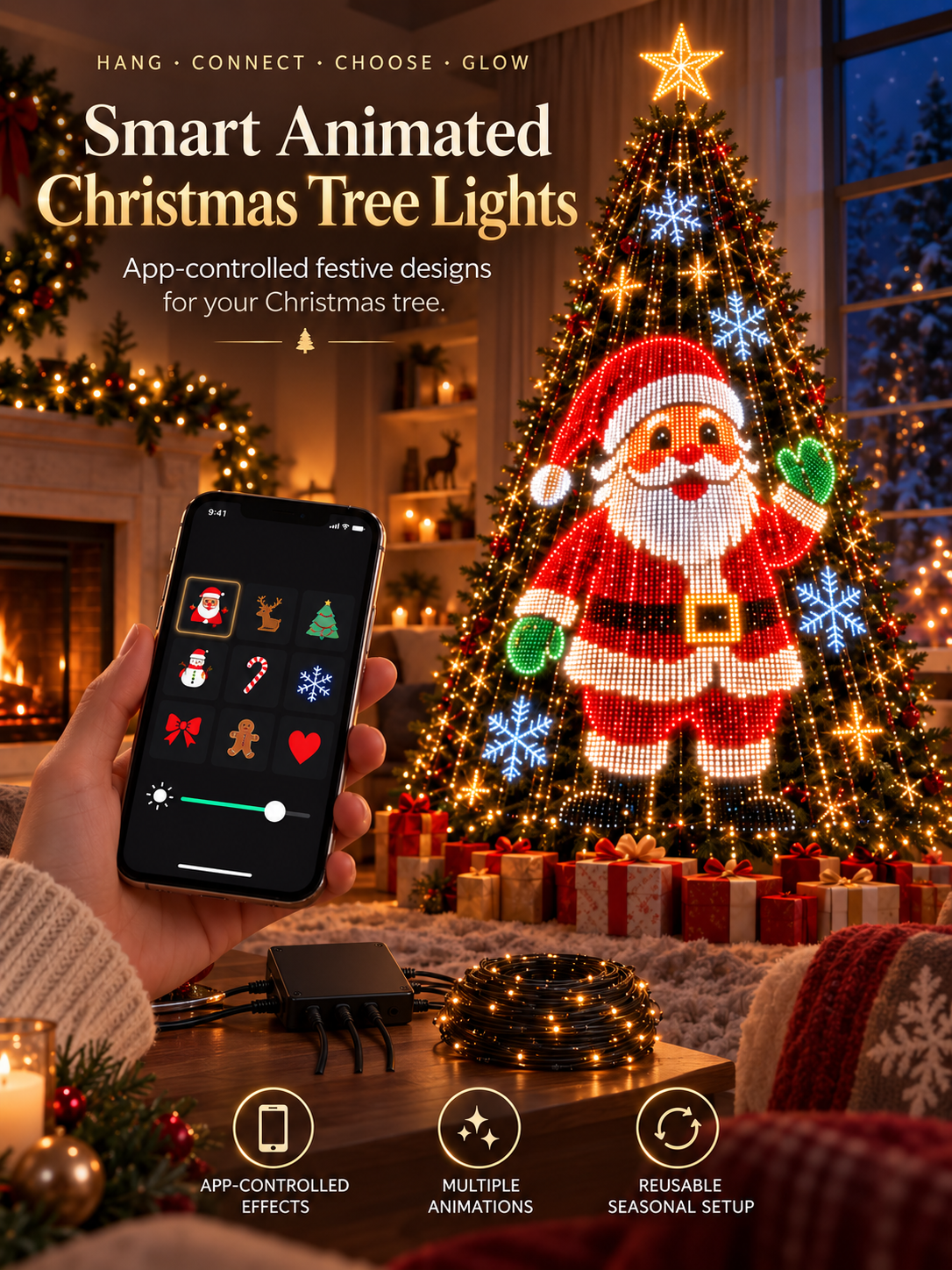🎄 Smart Animated Christmas Tree Lights | App-Controlled LED Holiday Display ✨