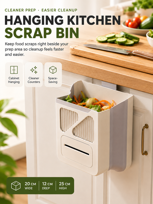 🥕 Hanging Kitchen Trash Bin – Cleaner Countertop Scrap Bin