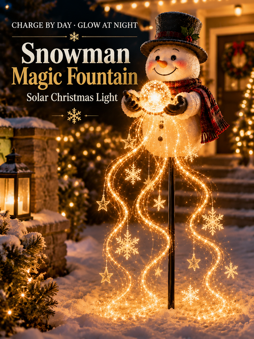 ⛄Snowman Magic Fountain Solar Christmas Garden Light